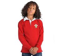 Cymru - Camiseta de rugby clásica de Gales bordada para niños, rosso, 5-6 Años