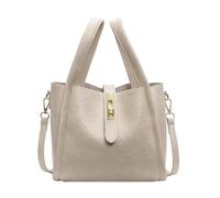 Cymwer Bolso cubo de PU para mujer, bandolera elegante, gran capacidad, con bolsillos interiores, ajustable, vintage, ideal para viajar y uso diario (Blanco)