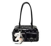Cymwer Bolso de Hombro de Lunares de PU para Mujer Bolso de Hombro Informal liviano Bolso Hobo Retro de Gran Capacidad para Viajes Diarios y Trabajo (Negro)