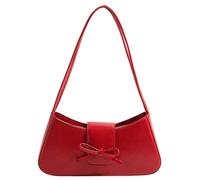 Cymwer Bolso de mano informal para mujer con lazo, bolso de hombro a la moda, bolso de viaje de color sólido para las axilas, bolso diario para niñas al aire libre (rojo)