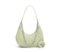 Cymwer Bolso de Media Luna para Mujer de Cuero PU, Bolso Moderno con Cadena Acolchada, Gran Capacidad, Ideal para Viaje y Uso Diario (Verde)