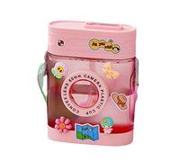 Cymwer Botella de agua de 450 ml con pajita, hervidor deportivo con popote y correa, forma de cámara retro, tazas de jugo de leche, a prueba de fugas, para niños, para el hogar, oficina, escuela,