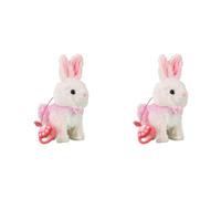 Cymwer Juguete Interactivo de Conejo, Conejo Que Canta y Camina, Juguete Multifuncional con Correa Eléctrica de Peluche para Niños, Regalo de Año Nuevo y Cumpleaños - Rosa - Pack de 2