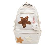 Cymwer Mochila estética linda de color sólido Kawaii Mochila linda y liviana para la escuela con lindos accesorios colgantes Suministros para el regreso a la universidad (blanco)