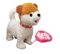 Cymwer Perro de Peluche Interactivo Realista con Movimiento, ladrido y Movimiento de Cola, Juguete electrónico Que simula un Cachorro Adorable, Regalo Suave para niños y niñas Mayores de 3 años-C