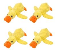 Cymwer Pez de Relajación para Perros con Forma de Patito, Juguetes Calmantes para Perros con Sonido de Cuac, Peluches para Masticar y Apoyar en Interior, Pack de 4 Unidades