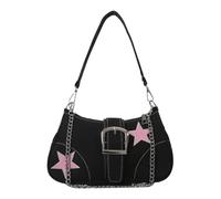 Cymwer Star Chain Bolso de hombro Y2k Mujer Crescent Bag Casual Satchel Hobo Bag Versátil Crossbody Axila Bolsos para citas diarias (Negro)