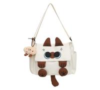 Cymwer Women Kitten Shoulder Bag Large Capacity College Shoulder Bags Waterproof Cartoon Brown Cat Crossbody Bag for Commuting/Shopping/Short Trip (White pro)