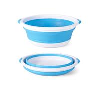 CYNENYC Barreño Plegable de Silicona 5L Azul, Palangana Portátil Multiusos para Cocina, Camping, Limpieza, Lavadora, Cubo para Ropa, Lavabo Multifuncional Compacto y Resistente, Cubeta para Colada.