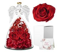 Cynrikah Rosa Eterna, San Valentin Regalos Mujer Flore Eterna con Figura Ángel Rosa Natural Preservada Regalos Originales San Valentin Dia de la Madre para Mamá Mujer Abuela Regalos Cumpleaños(Rojo)