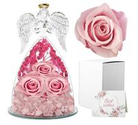 Cynrikah Rosa Eterna, San Valentin Regalos Mujer Flore Eterna con Figura Ángel Rosa Natural Preservada Regalos Originales San Valentin Dia de la Madre para Mamá Mujer Abuela Regalos Cumpleaños(Rosa)