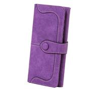 Cynure Cartera Larga Plegable de Cuero Vegano para Mujer, con 17 Ranuras para Tarjetas, Color Morado, Talla única
