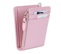 Cynure Cartera plegable de piel con cierre de cremallera para mujer, con cordón de bloqueo RFID, tarjetero de crédito, tamaño pequeño, Rosa, small, Vintage