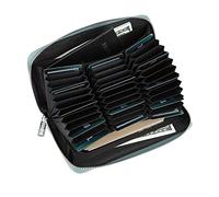 Cynure Las Mujeres 36 Ranuras RFID Bloqueo Titular de la Tarjeta Grande Larga Cuero Cremallera chequera acordeón Cartera, Azul Celeste, Talla única, Cartera RFID