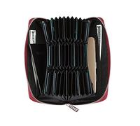 Cynure Las Mujeres 36 Ranuras RFID Bloqueo Titular de la Tarjeta Grande Larga Cuero Cremallera chequera acordeón Cartera, Rojo Oscuro, Talla única, Cartera RFID