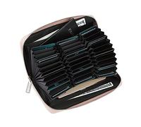 Cynure Las Mujeres 36 Ranuras RFID Bloqueo Titular de la Tarjeta Grande Larga Cuero Cremallera chequera acordeón Cartera, Dorado rosáceo, Talla única, Cartera RFID