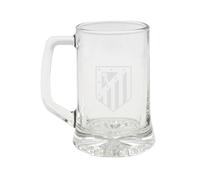 CyP Brands- Atlético de Madrid, Jarra de Cerveza, Vidrio, Gran Capacidad 280 ml, Asa Cómoda, Apta para Lavavajillas y Microondas, Transparente