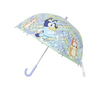 CyP Brands- Bluey- Paraguas infantil, Burbuja, Transparente, Paraguas manual, 48 cm., Multicolor, Producto Oficial