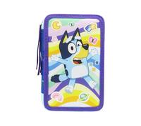 CyP Brands-Bluey,Plumier 3 Pisos con Material Escolar, Estuche Completo con Licencia Oficial, Lápices, Bolígrafos, Regla y Más