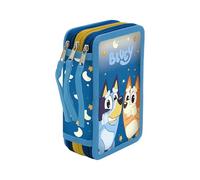CyP Brands-Bluey,Plumier 3 Pisos con Material Escolar, Estuche Completo con Licencia Oficial, Lápices, Bolígrafos, Regla y Más