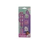 CyP Brands- Gabby, Set de Papelería, Escritura, Lápices, Goma de Borrar, Sacapuntas, Color Morado, Producto Oficial