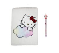 CYPBRANDS Hello Kitty, Sanrio, Set de Regalo, Cuaderno, Cuaderno de Peluche, Bolígrafo, Color Blanco, Producto Oficial