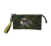 CyP Brands-Jurassic World, Estuche Triple, Portatodo, Material Escolar, Estuche, Unisex, Color Verde, Producto Oficial