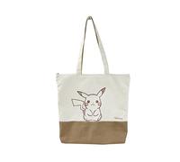 CyP Brands- Pokémon, Bolsa, Bolsa de Loneta, Bolso, Plaid, Color Beige, Producto Oficial