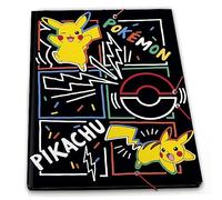 CyP Brands-Pokémon - Carpeta de solapas, Colorful, Pikachu, Carpeta con gomas, Material Escolar, Color Negro, Producto Oficial