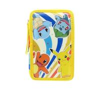 CyP Brands- Pokémon, Estuche, Plumier de 3 Pisos, Material Escolar, Multicolor, Producto Oficial