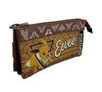 CyP Brands- Pokémon- Estuche Triple, Portatodo, 5 Compartimentos, Material Escolar, Estuche Trolley, Eeve, Color marrón, Producto Oficial