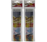 CyP Brands-Pokémon, Lápices con goma, Set de 6 Lápices, Material de Escritura, Lapiceros, Mutlicolor, Producto Oficial (Paquete de 2)