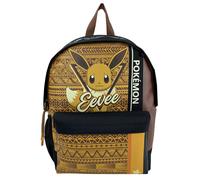 CyP Brands-Pokémon- Mochila juvenil, Adaptable a carro, Trolley, Eevee, Material escolar, Backpack, Color marrón, Producto Oficial