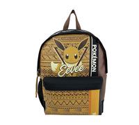 CyP Brands-Pokémon- Mochila juvenil, Adaptable a carro, Trolley, Eevee, Material escolar, Backpack, Color marrón, Producto Oficial