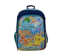 CyP Brands-Pokémon- Mochila, Mochila adaptable a carro, Pikachu, Charmander, Squirtle, Bulbasaur, Multicolor, Producto Oficial