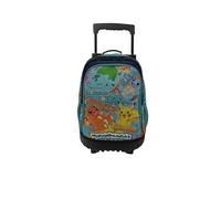 CyP Brands-Pokémon- Mochila, Mochila con Carro Integrado, Trolley, Pikachu, Charmander, Squirtle, Bulbasaur, Multicolor, Producto Oficial