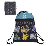 Cyp brands- pokémon-mochila, saco, bolsa con cuerdas, geo, color negr