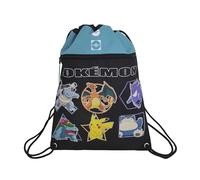 CyP Brands- Pokémon-Mochila, Saco, Bolsa con cuerdas, Geo, Color negro,Producto Oficial