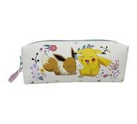 CyP Brands- Pokémon, Portatodo, Estuche, Material Escolar, Papelería, Colección Flowers, Color Crema, Producto Oficial