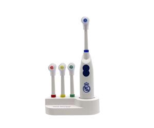 CyP Brands- Real Madrid- Cepillo de dientes, Aseo, Higiene bucal, Cepillo vibratorio, Funciona con pilas, Color blanco, Producto Oficial