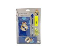 CyP Brands- Real Madrid, Set de Papelería, Escritura, Marcapáginas, Subrayador, Corrector,Bolígrafo, Block de Notas, Color Blanco, Producto Oficial