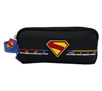 CyP Brands- Superman, Estuche cilíndrico, Portatodos, Material Escolar, Estuche, Color Negro, Producto Oficial