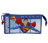 CyP Brands- Superman, Estuche, Portatodo, Material Escolar, Color Azul, Producto Oficial