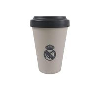 CyP Brands- Real Madrid, Vaso, Vaso para llevar, Take Away, Vaso con Tapa, Color Crema, Producto Oficial