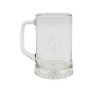 CYPBRANDS Atlético de Madrid, Jarra de Cerveza, Cristal, Capacidad 500 ml, Transparente, Producto Oficial