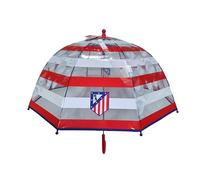 CYPBRANDS Atletico de Madrid, Paraguas, Sombrilla infantil, Diámetro 48 cm, Manual, Burbuja, Transparente, Producto Oficial
