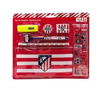 CyP Brands- Atlético de Madrid, Set de Papelería, Portatodo, Lápiz, Goma, Sacapuntas, Bolígrafo, Subrayador, Pegatinas, Color Rojo, Producto Oficial
