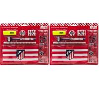 CYPBRANDS Atlético de Madrid, Set de Papelería, Portatodo, Lápiz, Goma, Sacapuntas, Bolígrafo, Subrayador, Pegatinas, Color Rojo, Producto Oficial (Paquete de 2)