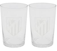 CYPBRANDS Atlético de Madrid, Vaso de Agua, Vidrio, Resistente y Apto para Lavavajillas y Microondas, Producto Oficial (Paquete de 2)