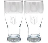 CYPBRANDS Atlético de Madrid, Vaso de Cerveza, Vidrio, Resistente y Apto para Lavavajillas y Microondas, Capacidal 565 ML Producto Oficial (Paquete de 2)